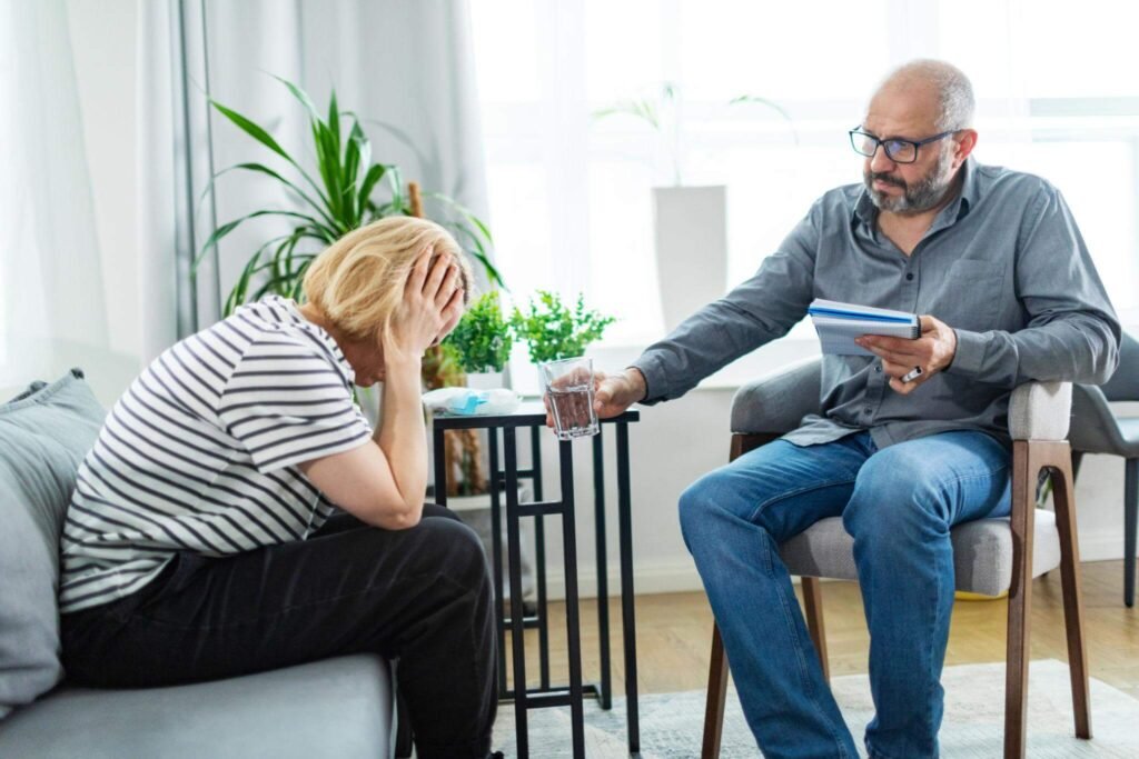 Adult researching psychologists and mental health support options