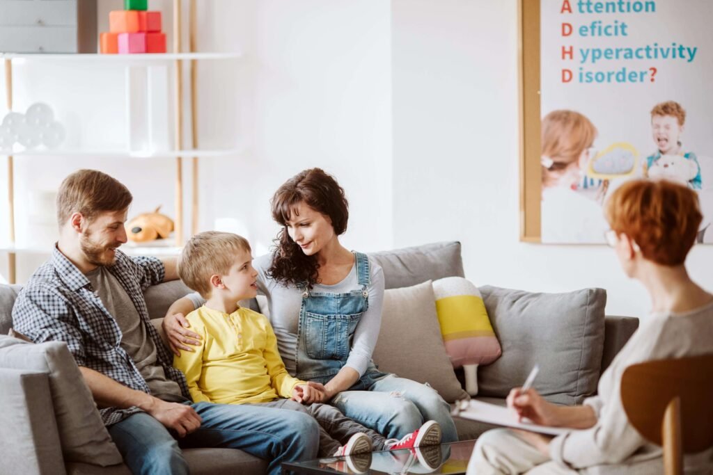 Psychologist and Occupational Therapist supporting a family with an autistic child